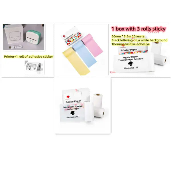 Phomemo T02 Portable Bluetooth Thermal Label Printer - Set9 / USB