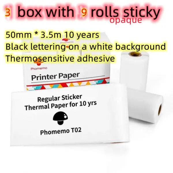 Phomemo T02 Portable Bluetooth Thermal Label Printer - Style A 3pcs / USB