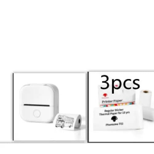 Phomemo T02 Portable Bluetooth Thermal Label Printer - White Set2 / USB