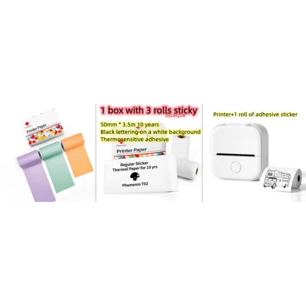 Phomemo T02 Portable Bluetooth Thermal Label Printer - White setE / USB