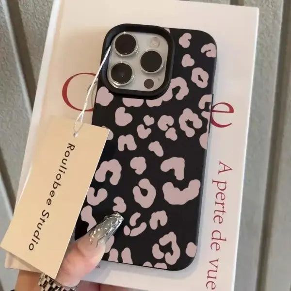 Leopard print soft TPU phone case for iPhone - T11095 Black / iPhone 15 Pro Max