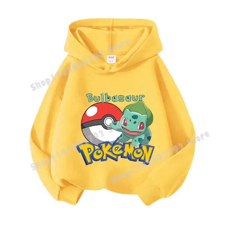 Pikachu Pokemons Hoodies Kids Clothing Cartoon Rayquaza Mewtwo Tops Autumn Child Long Sleeve Pullover Boy Hooded