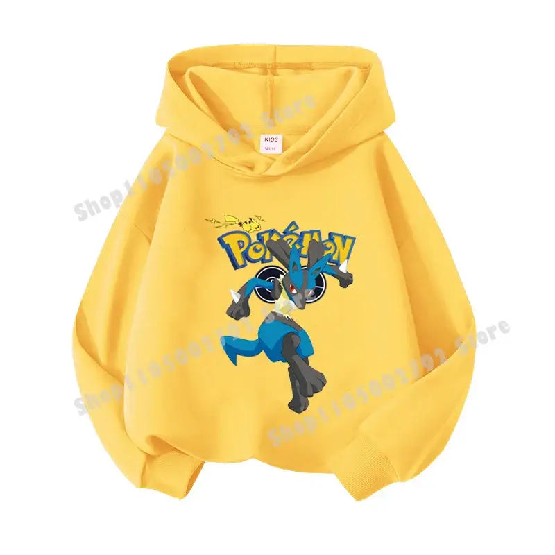 Pikachu Pokemons Hoodies Kids Clothing Cartoon Rayquaza Mewtwo Tops Autumn Child Long Sleeve Pullover Boy Hooded