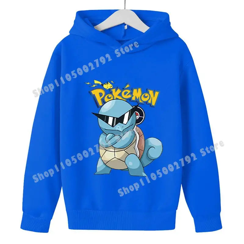 Pikachu Pokemons Hoodies Kids Clothing Cartoon Rayquaza Mewtwo Tops Autumn Child Long Sleeve Pullover Boy Hooded