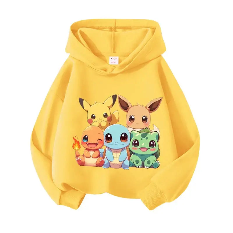Pikachu Pokemons Hoodies Kids Clothing Cartoon Rayquaza Mewtwo Tops Autumn Child Long Sleeve Pullover Boy Hooded