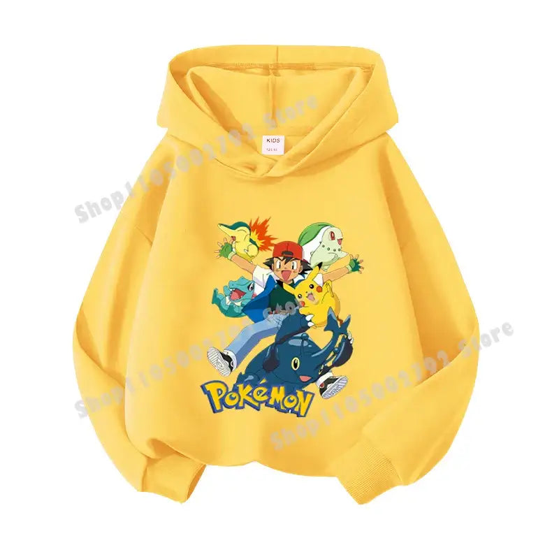 Pikachu Pokemons Hoodies Kids Clothing Cartoon Rayquaza Mewtwo Tops Autumn Child Long Sleeve Pullover Boy Hooded