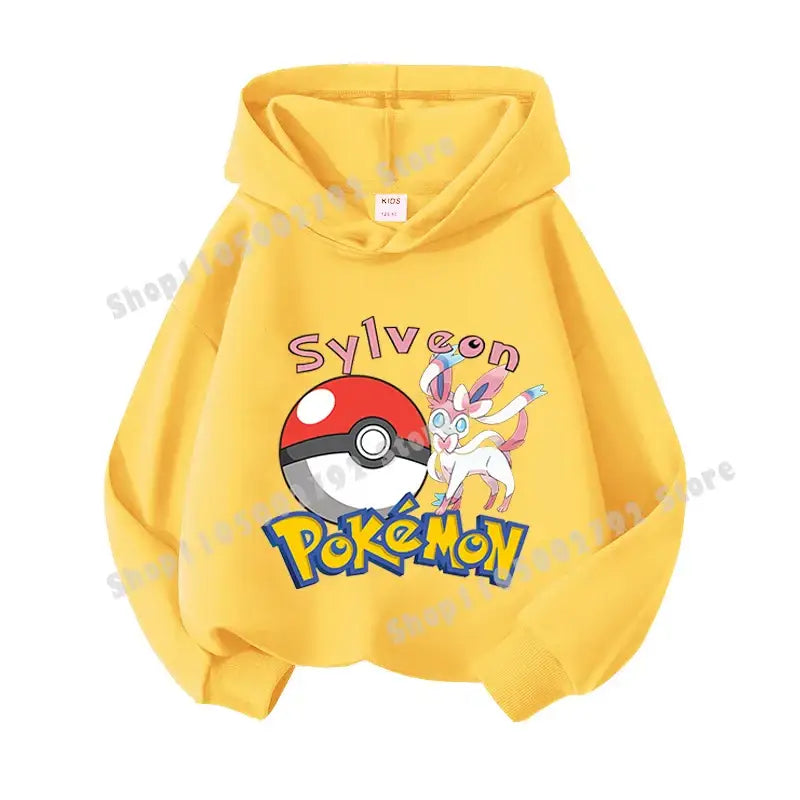 Pikachu Pokemons Hoodies Kids Clothing Cartoon Rayquaza Mewtwo Tops Autumn Child Long Sleeve Pullover Boy Hooded