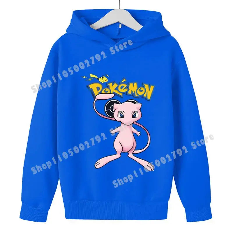 Pikachu Pokemons Hoodies Kids Clothing Cartoon Rayquaza Mewtwo Tops Autumn Child Long Sleeve Pullover Boy Hooded