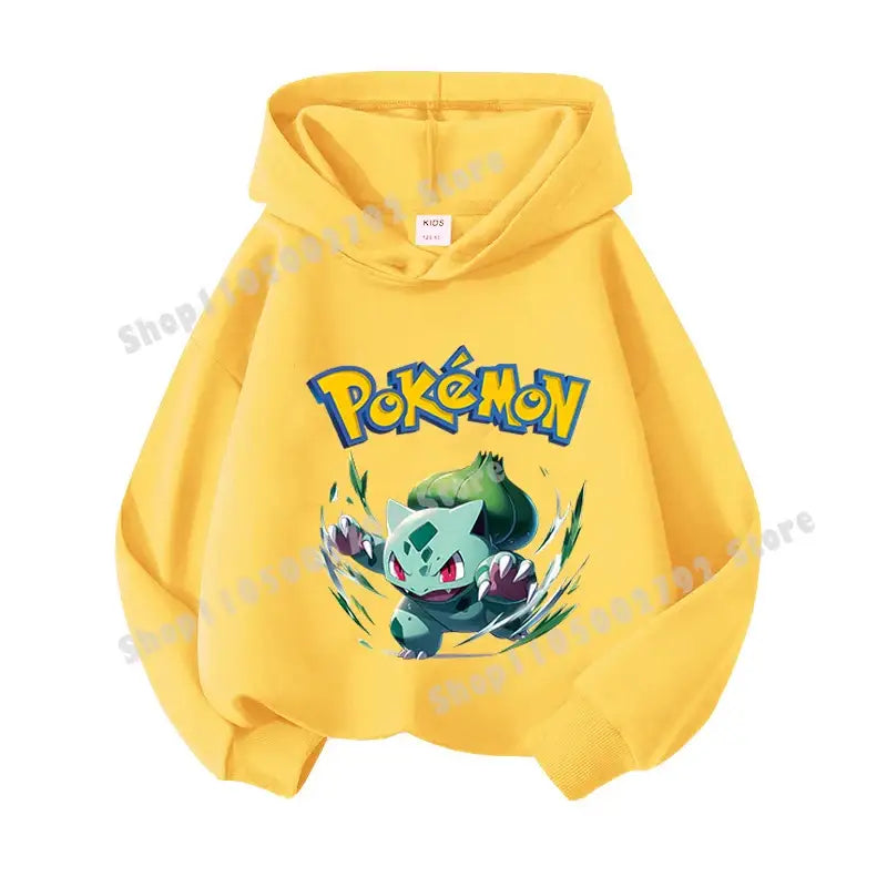 Pikachu Pokemons Hoodies Kids Clothing Cartoon Rayquaza Mewtwo Tops Autumn Child Long Sleeve Pullover Boy Hooded