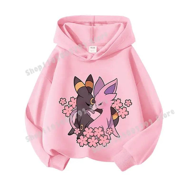 Pikachu Pokemons Hoodies Kids Clothing Cartoon Rayquaza Mewtwo Tops Autumn Child Long Sleeve Pullover Boy Hooded