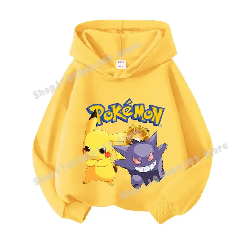 Pikachu Pokemons Hoodies Kids Clothing Cartoon Rayquaza Mewtwo Tops Autumn Child Long Sleeve Pullover Boy Hooded