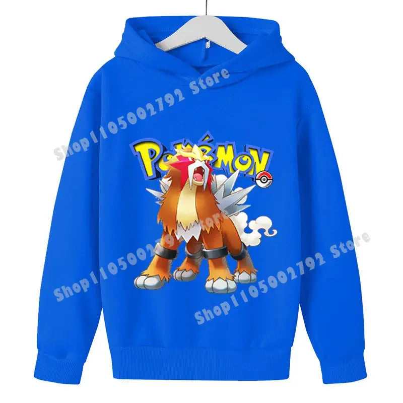 Pikachu Pokemons Hoodies Kids Clothing Cartoon Rayquaza Mewtwo Tops Autumn Child Long Sleeve Pullover Boy Hooded