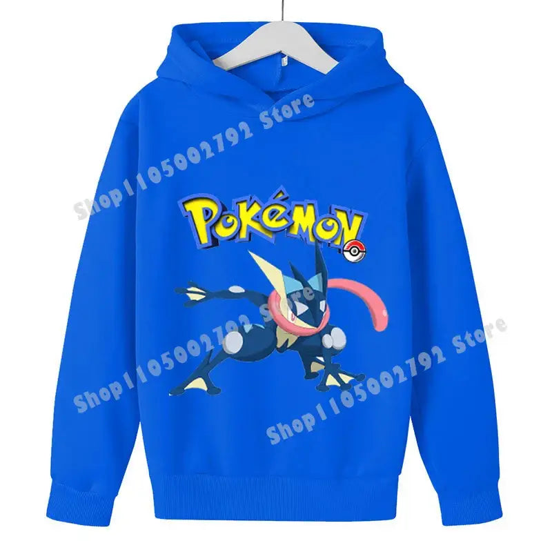 Pikachu Pokemons Hoodies Kids Clothing Cartoon Rayquaza Mewtwo Tops Autumn Child Long Sleeve Pullover Boy Hooded