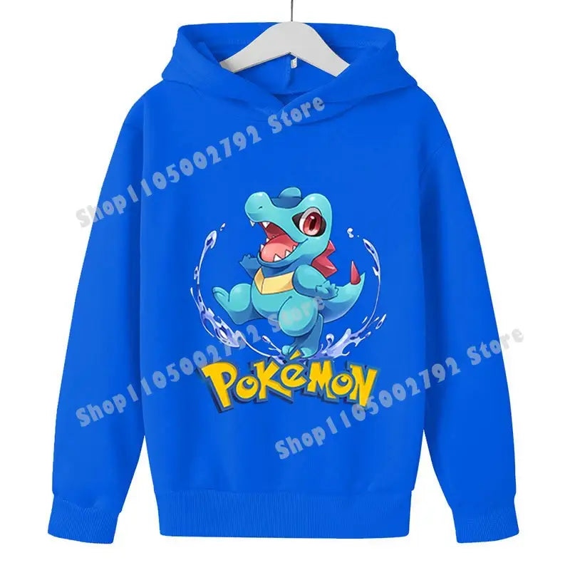 Pikachu Pokemons Hoodies Kids Clothing Cartoon Rayquaza Mewtwo Tops Autumn Child Long Sleeve Pullover Boy Hooded