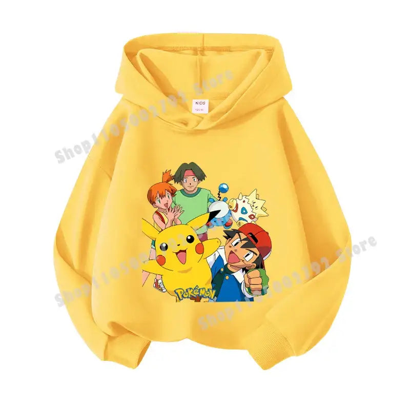 Pikachu Pokemons Hoodies Kids Clothing Cartoon Rayquaza Mewtwo Tops Autumn Child Long Sleeve Pullover Boy Hooded