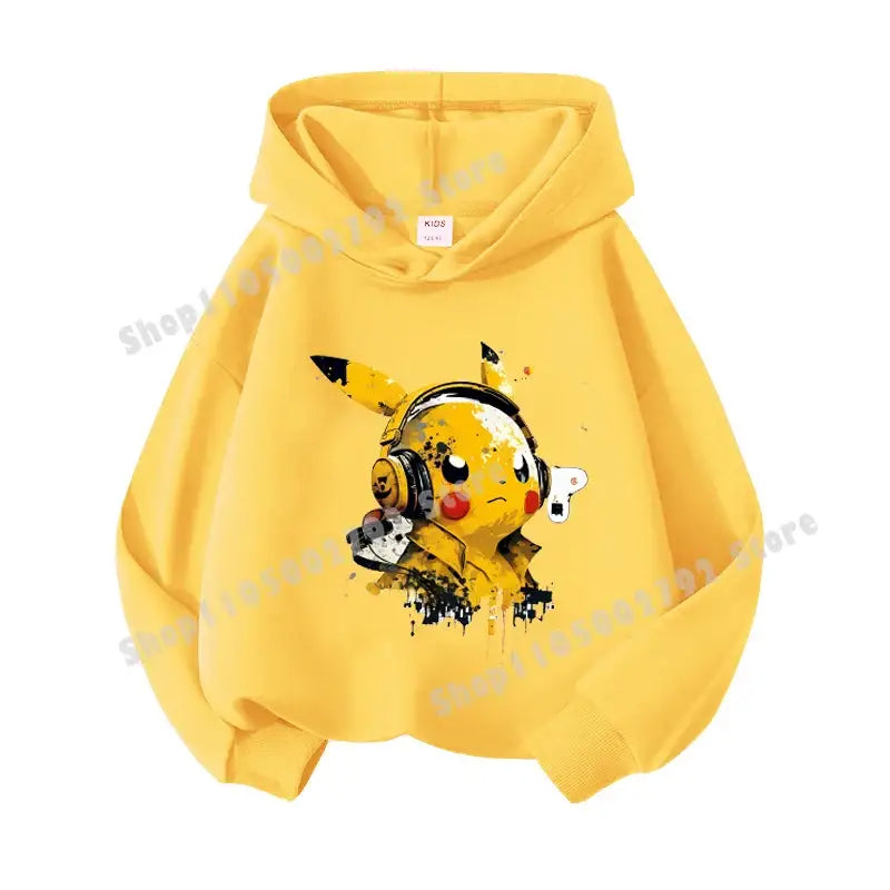 Pikachu Pokemons Hoodies Kids Clothing Cartoon Rayquaza Mewtwo Tops Autumn Child Long Sleeve Pullover Boy Hooded