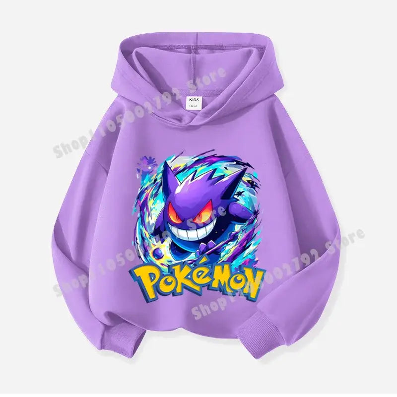 Pikachu Pokemons Hoodies Kids Clothing Cartoon Rayquaza Mewtwo Tops Autumn Child Long Sleeve Pullover Boy Hooded