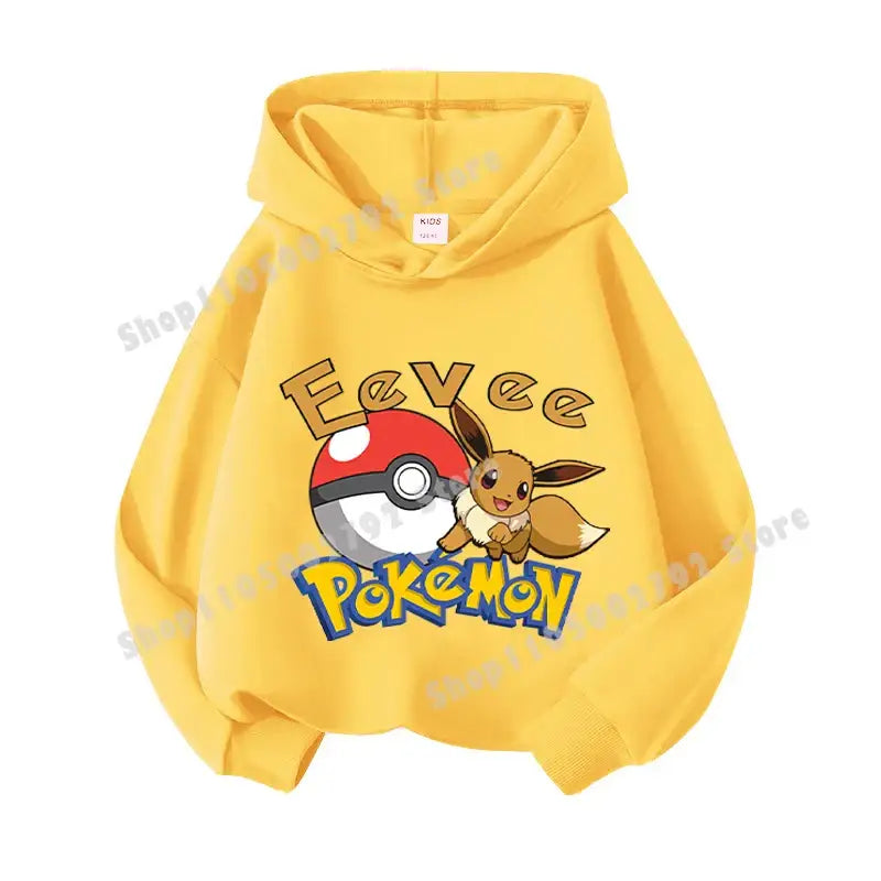 Pikachu Pokemons Hoodies Kids Clothing Cartoon Rayquaza Mewtwo Tops Autumn Child Long Sleeve Pullover Boy Hooded