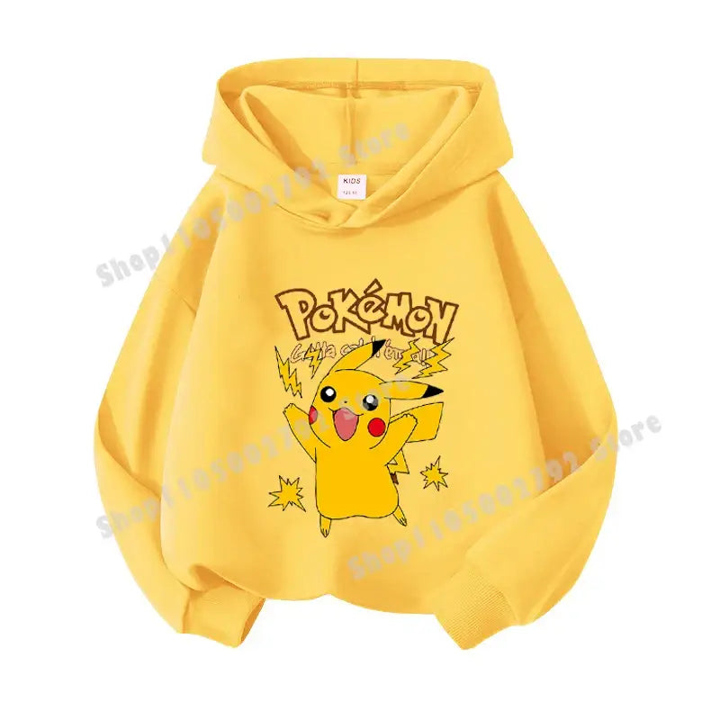 Pikachu Pokemons Hoodies Kids Clothing Cartoon Rayquaza Mewtwo Tops Autumn Child Long Sleeve Pullover Boy Hooded