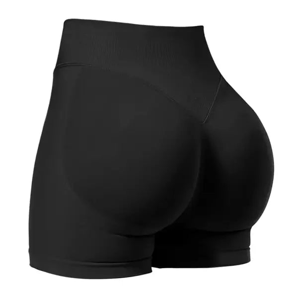 Pilates Peach Hips Knit Shorts Medium Size High Stretch Fitness - Black / L
