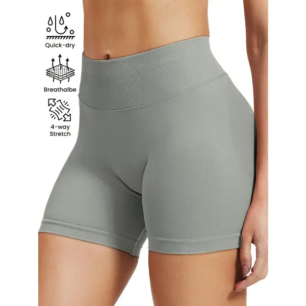Pilates Peach Hips Knit Shorts Medium Size High Stretch Fitness - Grey / S