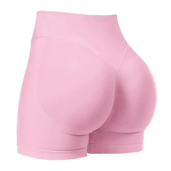 Pilates Peach Hips Knit Shorts Medium Size High Stretch Fitness - Pink / L