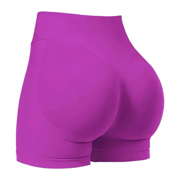 Pilates Peach Hips Knit Shorts Medium Size High Stretch Fitness - Rose Red / S