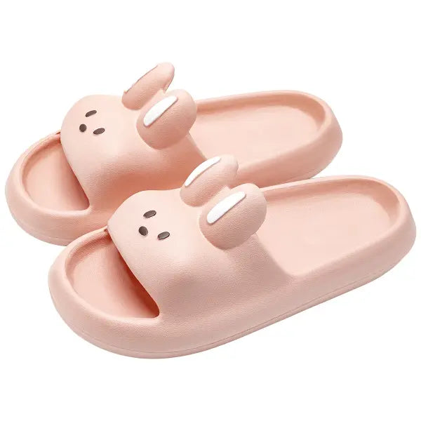 Pillow Rabbit Slippers for Women and Men | House Slides Shower Sandals | Extremely Comfy | Cushioned Thick Sole - PINK
