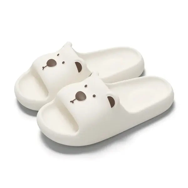 Pillow Rabbit Slippers for Women and Men | House Slides Shower Sandals | Extremely Comfy | Cushioned Thick Sole - White