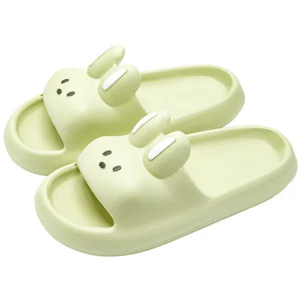 Pillow Rabbit Slippers for Women and Men | House Slides Shower Sandals | Extremely Comfy | Cushioned Thick Sole - GREEN
