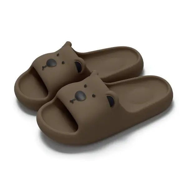 Pillow Rabbit Slippers for Women and Men | House Slides Shower Sandals | Extremely Comfy | Cushioned Thick Sole - Brown
