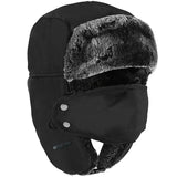 Men’s Winter Trapper Hat – Pilot Ushanka with Windproof Face Mask for Hunting & Skiing - black