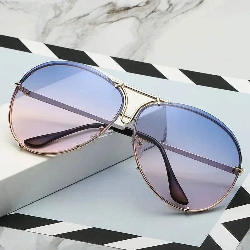 Pilot Sunglasses for Women – Stylish 2024 Women’s Pilot Sunglasses - Gold Blue Pink / as the photo