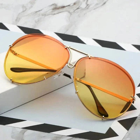 Pilot Sunglasses for Women – Stylish 2024 Women’s Pilot Sunglasses - Gold Orange Yellow / as the photo