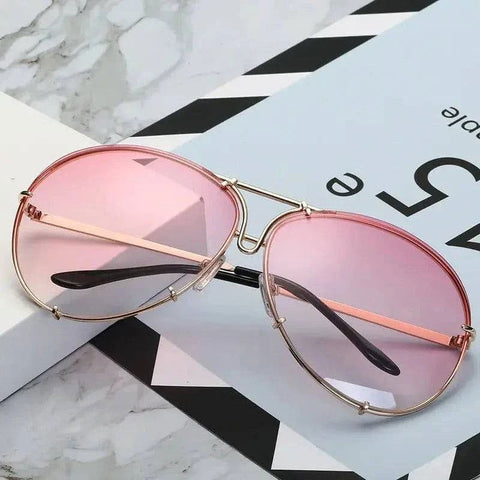 Pilot Sunglasses for Women – Stylish 2024 Women’s Pilot Sunglasses - Gold Pink / as the photo