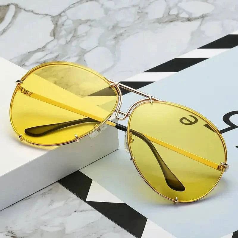 Pilot Sunglasses for Women – Stylish 2024 Women’s Pilot Sunglasses - Gold Yellow / as the photo