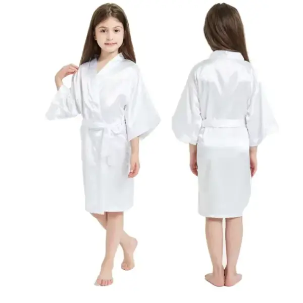 Pink Bathrobes for Girls Nightwear Satin Silk Kids Robes Summer Girl Nightgown Sleepwear Children Kimono Wedding Spa