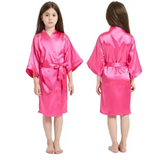 Pink Bathrobes for Girls Nightwear Satin Silk Kids Robes Summer Girl Nightgown Sleepwear Children Kimono Wedding Spa