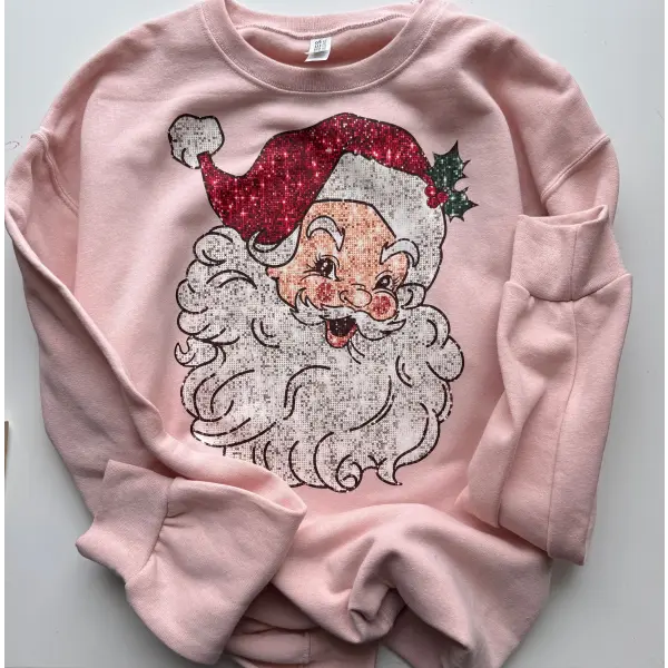 Pink Vintage Santa Crewneck Retro Christmas Sweatshirt