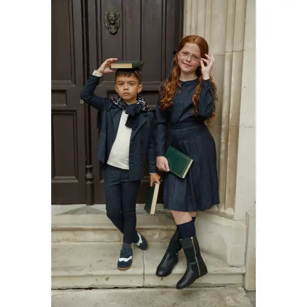 Pinstripe Family Matching Outfit Girls Boys Knitwear Matching Set