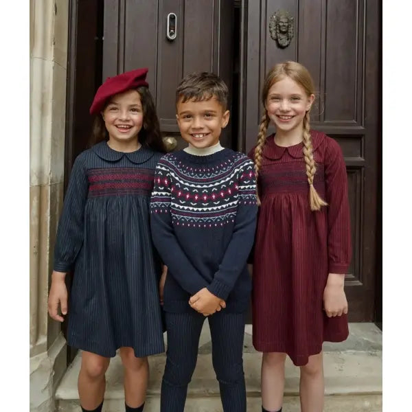 Pinstripe Family Matching Outfit Girls Boys Knitwear Matching Set