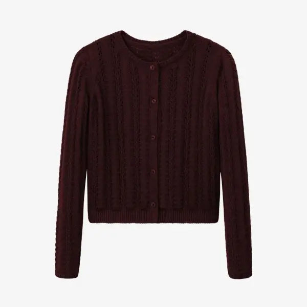 Pinstripe Family Matching Outfit Girls Boys Knitwear Matching Set - Burgundy knit Cardi / 6y