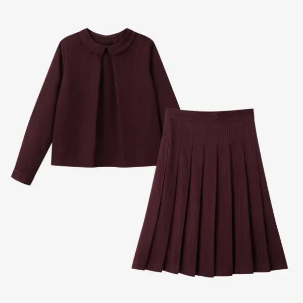 Pinstripe Family Matching Outfit Girls Boys Knitwear Matching Set - Burgundy Set / Click to see stock