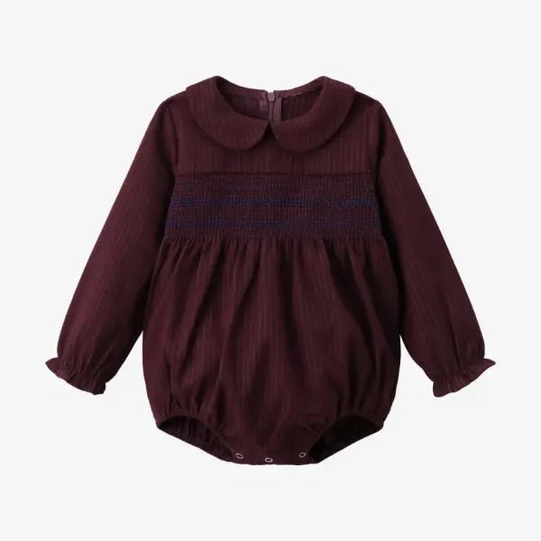 Pinstripe Family Matching Outfit Girls Boys Knitwear Matching Set - Burgundy Romper / Click to see stock