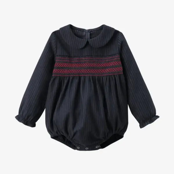 Pinstripe Family Matching Outfit Girls Boys Knitwear Matching Set - Navy Romper / Click to see stock