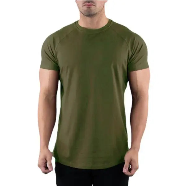 Plain Gym T-shirt Men Summer Fitness Clothing O-Neck Short Sleeve T shirt Cotton Slim Fit Tshirt Bodybuilding Workout