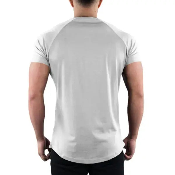 Plain Gym T-shirt Men Summer Fitness Clothing O-Neck Short Sleeve T shirt Cotton Slim Fit Tshirt Bodybuilding Workout