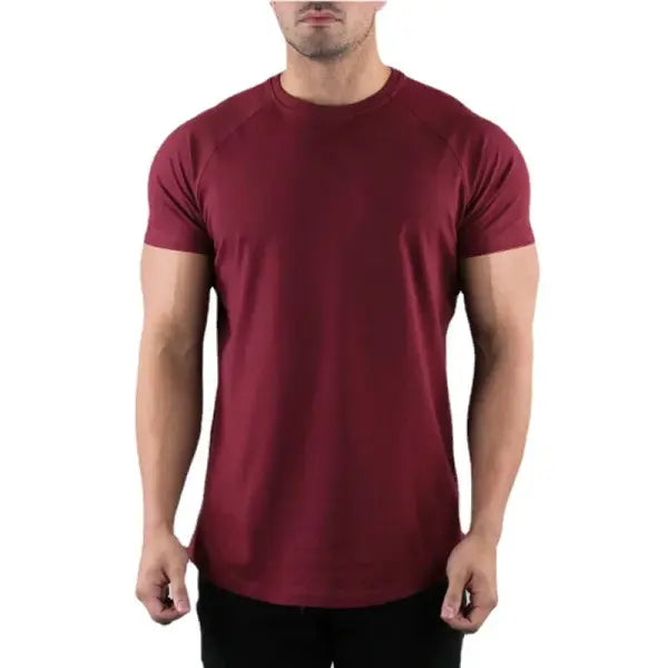 Plain Gym T-shirt Men Summer Fitness Clothing O-Neck Short Sleeve T shirt Cotton Slim Fit Tshirt Bodybuilding Workout