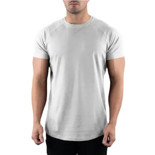Plain Gym T-shirt Men Summer Fitness Clothing O-Neck Short Sleeve T shirt Cotton Slim Fit Tshirt Bodybuilding Workout