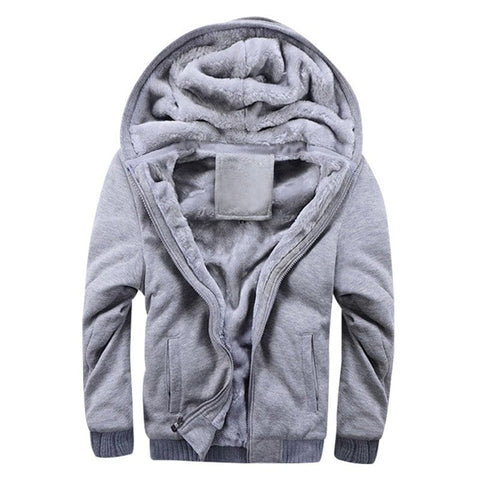 Plus Fleece Sweater Men S Casual Sport Fleece Hooded Jackets - Grey / 2XL